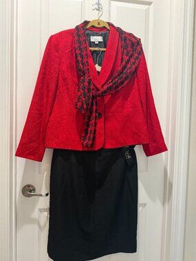 Petite Tailored Red Blazer 3 piece Set